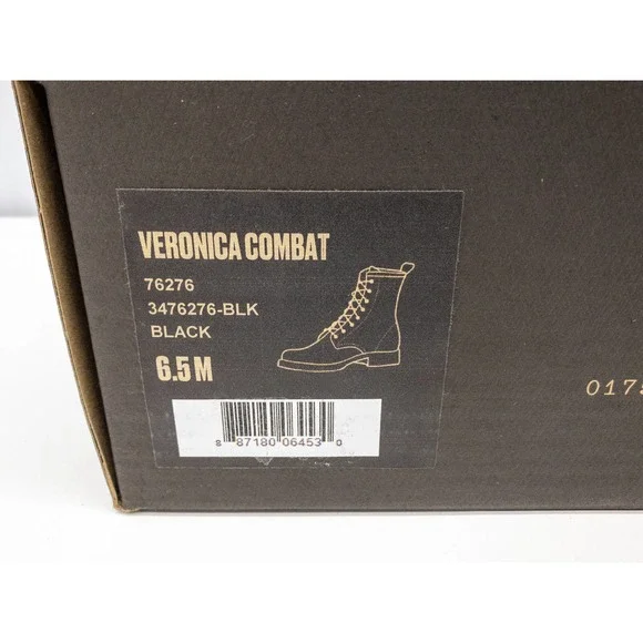 Frye Black Veronica Leather Lace Up Heeled Combat Boots 6.5 - Picture 10 of 12